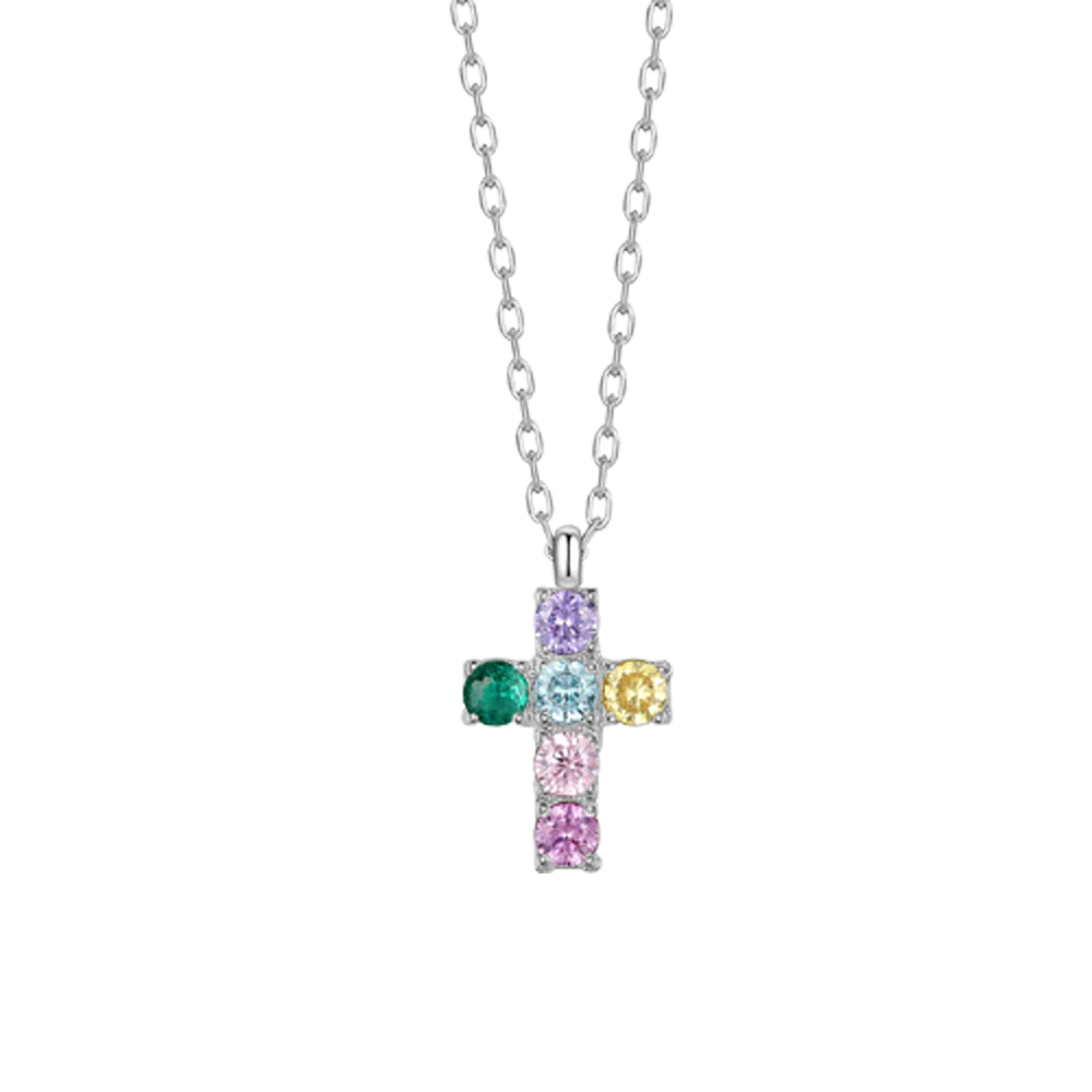 COLLANA BAMBINA IN ACCIAIO CON CROCE CON ZIRCONI BIANCHI - Image 2