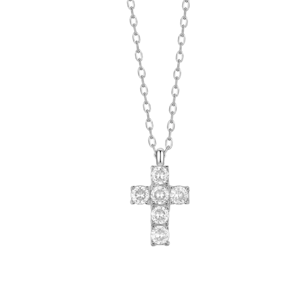 COLLANA BAMBINA IN ACCIAIO CON CROCE CON ZIRCONI BIANCHI - Image 2