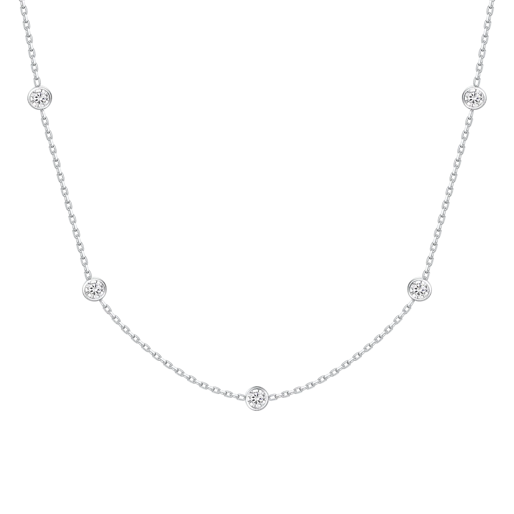 COLLANA BAMBINA IN ACCIAIO CON ZIRCONI BIANCHI