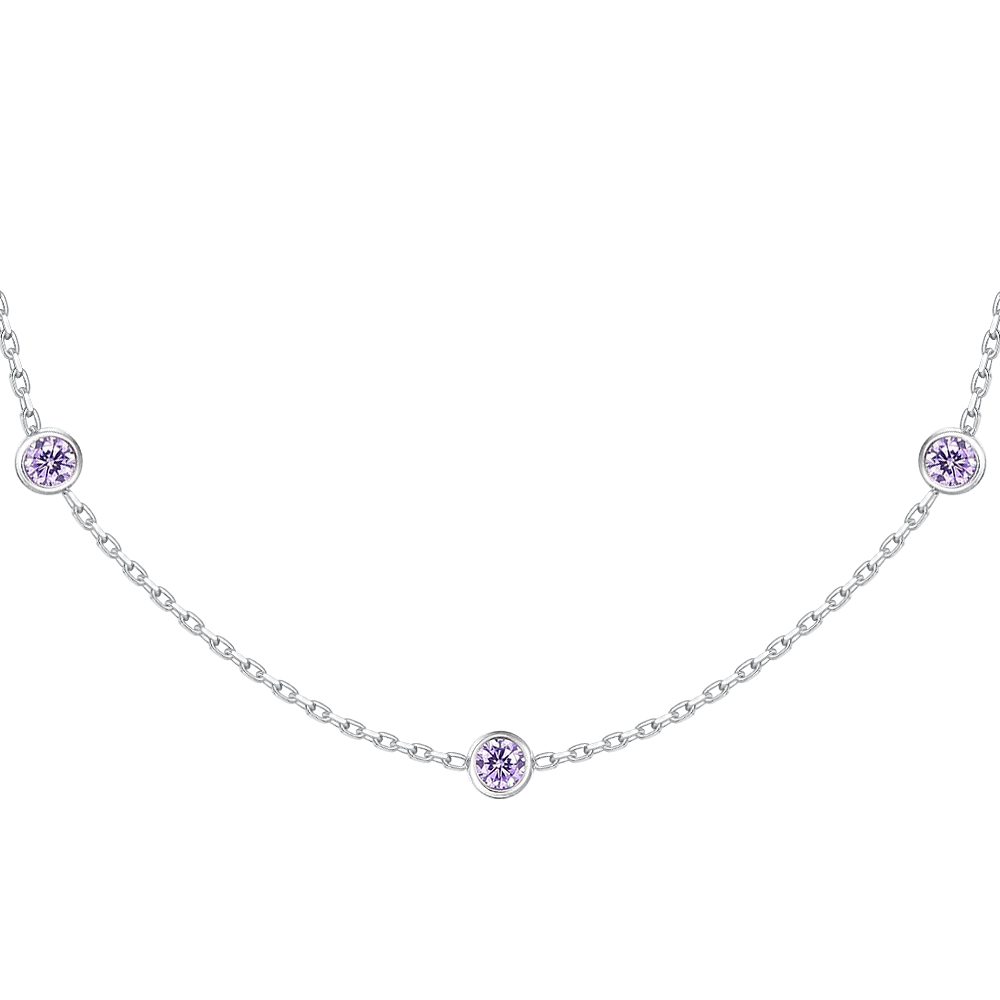 COLLANA BAMBINA IN ACCIAIO CON ZIRCONI VIOLA - Image 2