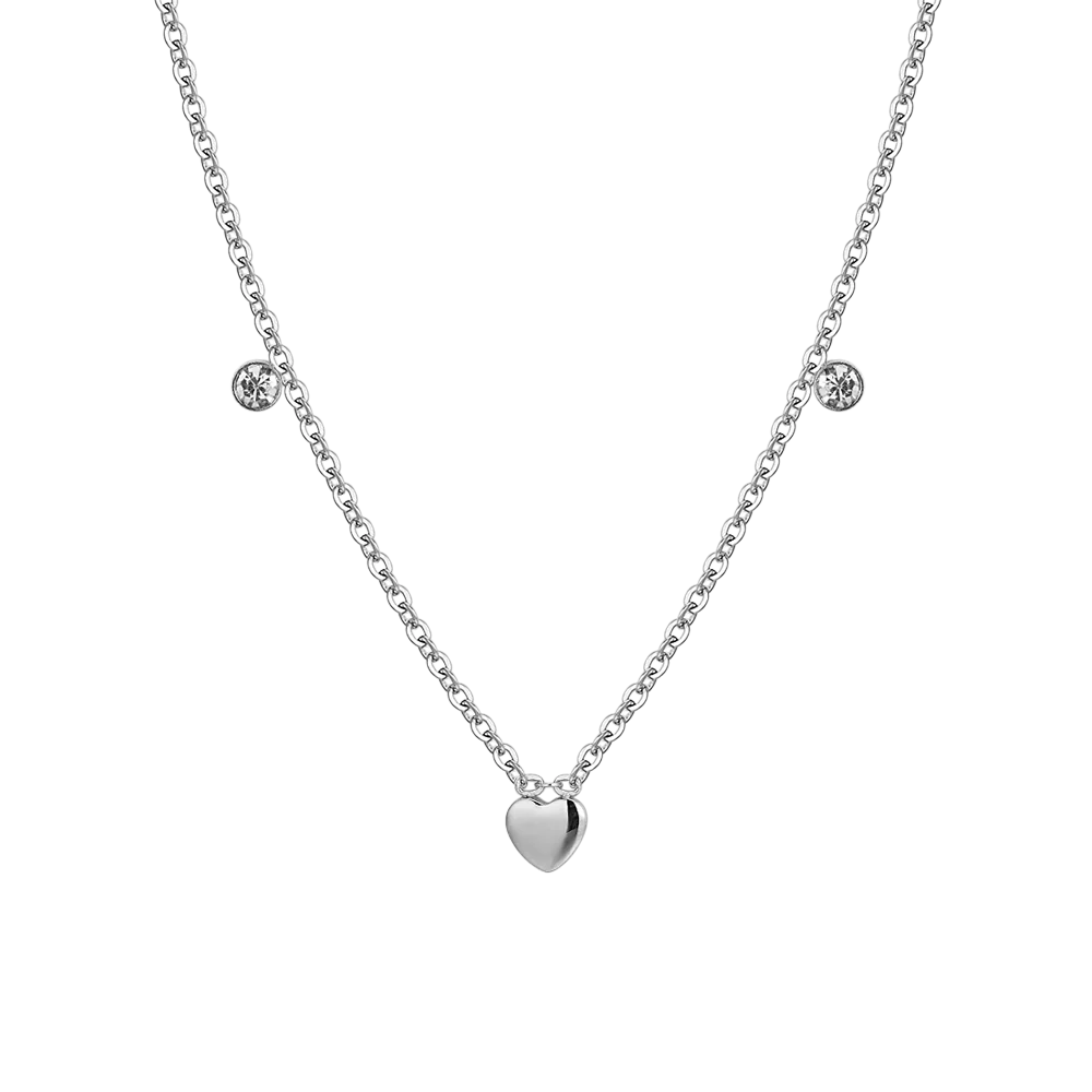 COLLANA BAMBINA IN ACCIAIO CUORI E CRISTALLI