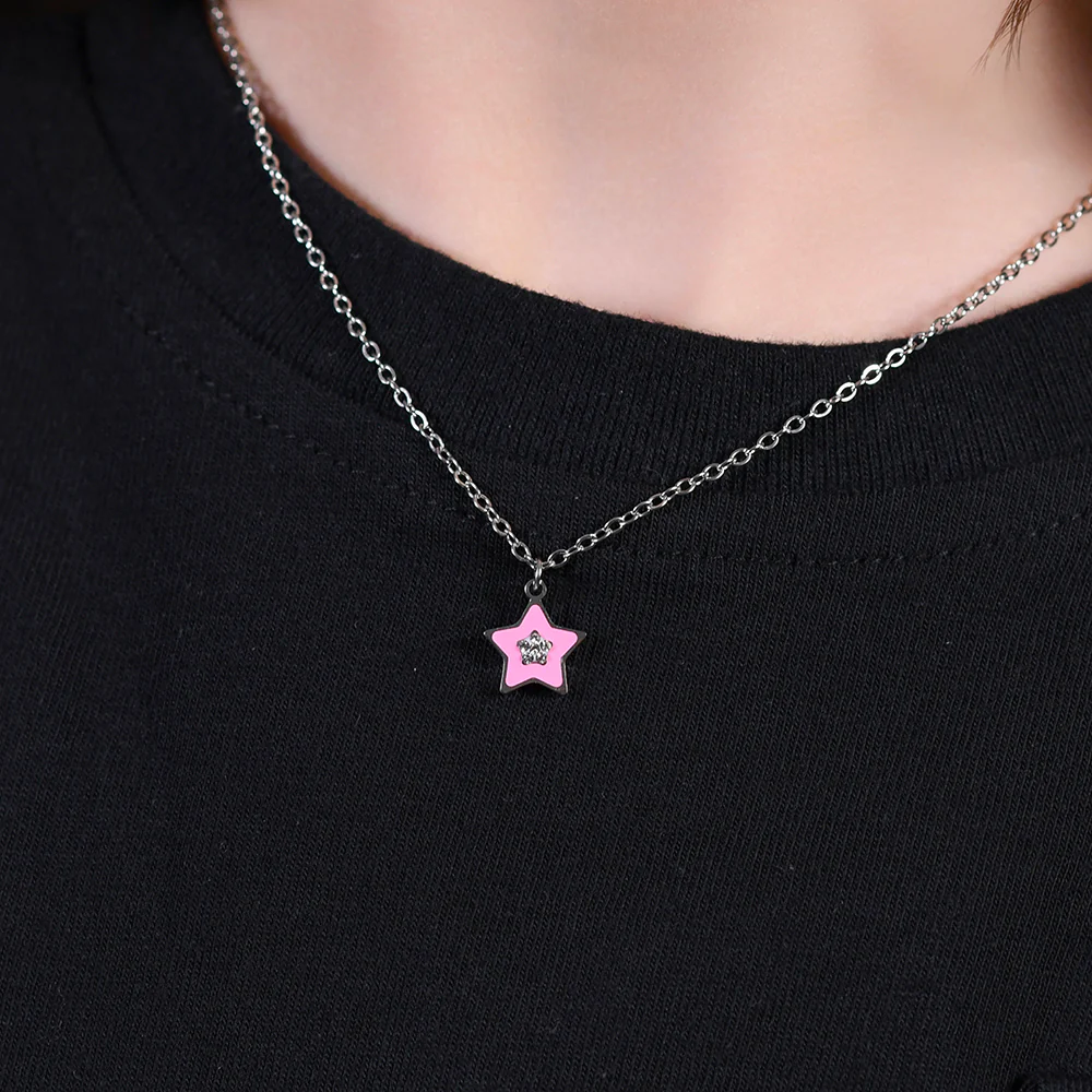 COLLANA BAMBINA IN ACCIAIO SMALTO ROSA - Image 2