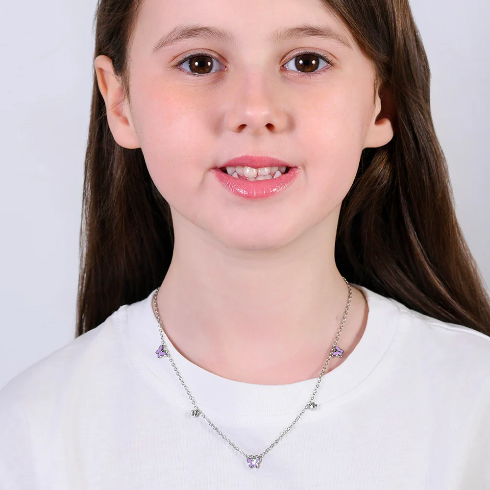 COLLANA BAMBINA IN ACCIAIO SMALTO VIOLA - Image 3