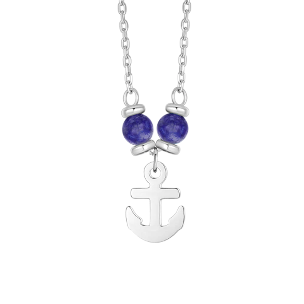 COLLANA BAMBINO IN ACCIAIO CON ANCORA E PIETRE BLU LAPIS - Image 2
