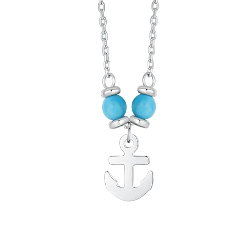 COLLANA BAMBINO IN ACCIAIO CON ANCORA E PIETRE TURCHESI - Image 2