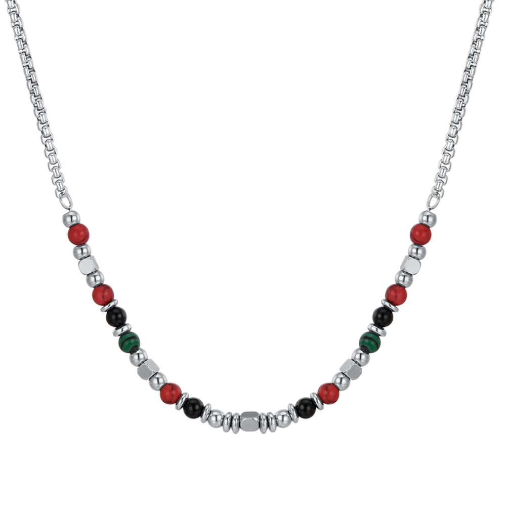 COLLANA BAMBINO IN ACCIAIO CON PIETRE MULTICOLOR