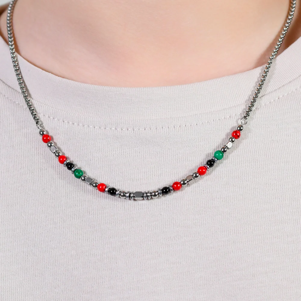 COLLANA BAMBINO IN ACCIAIO CON PIETRE MULTICOLOR - Image 2
