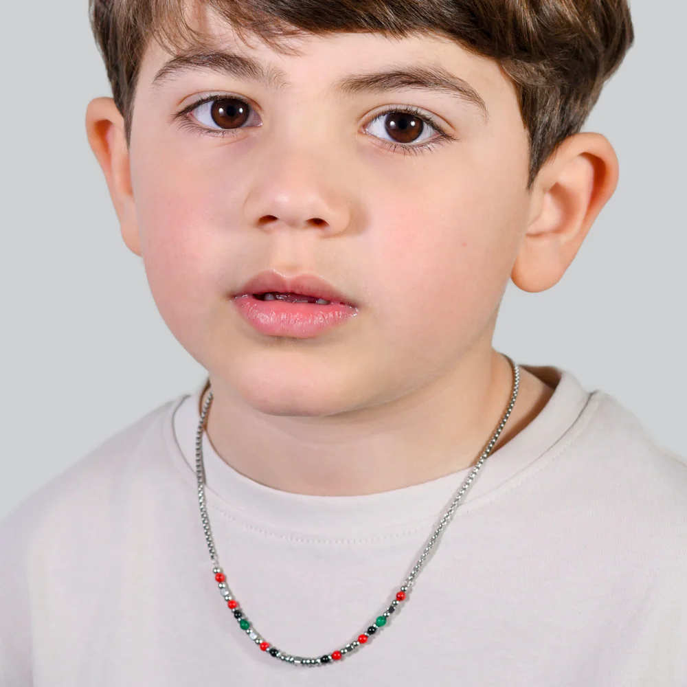 COLLANA BAMBINO IN ACCIAIO CON PIETRE MULTICOLOR - Image 3