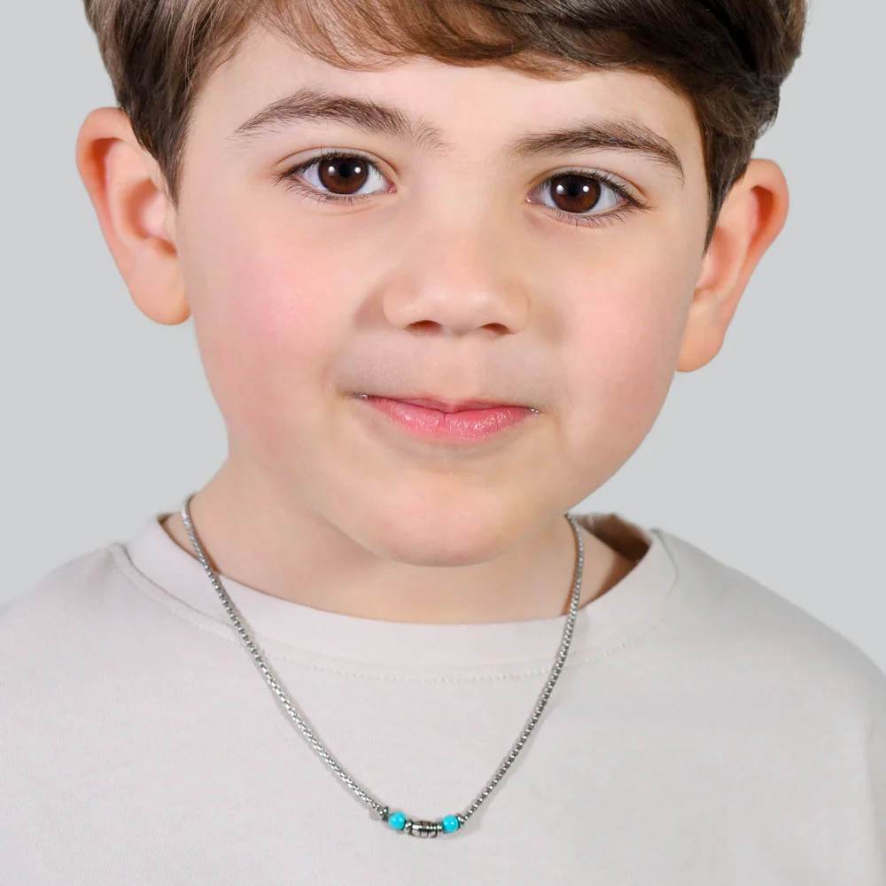 COLLANA BAMBINO IN ACCIAIO PIETRE TURCHESI - Image 3