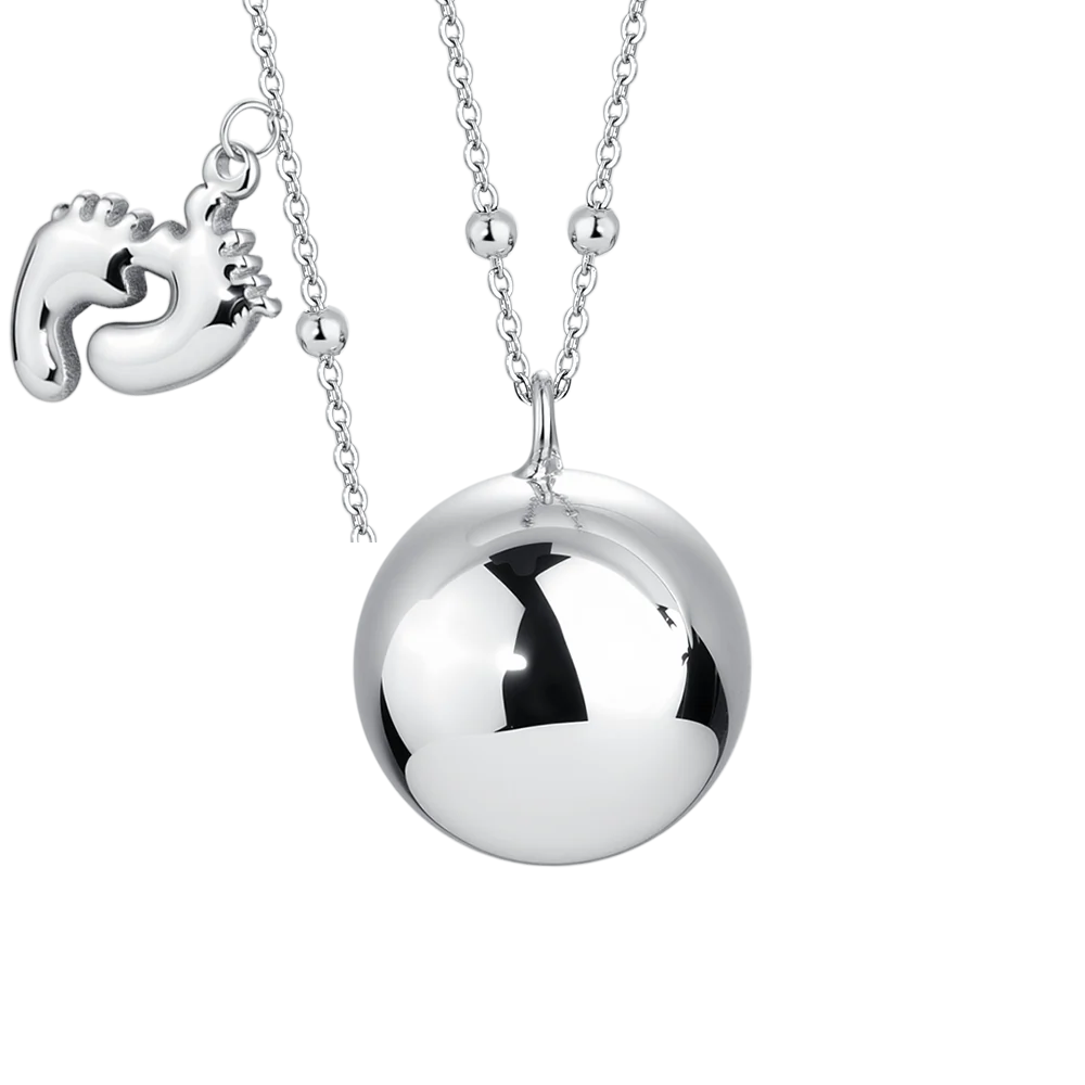 COLLANA CHIAMA ANGELI DONNA IN ACCIAIO, CIONDOLO IN METALLO CON CHARM PIEDINI