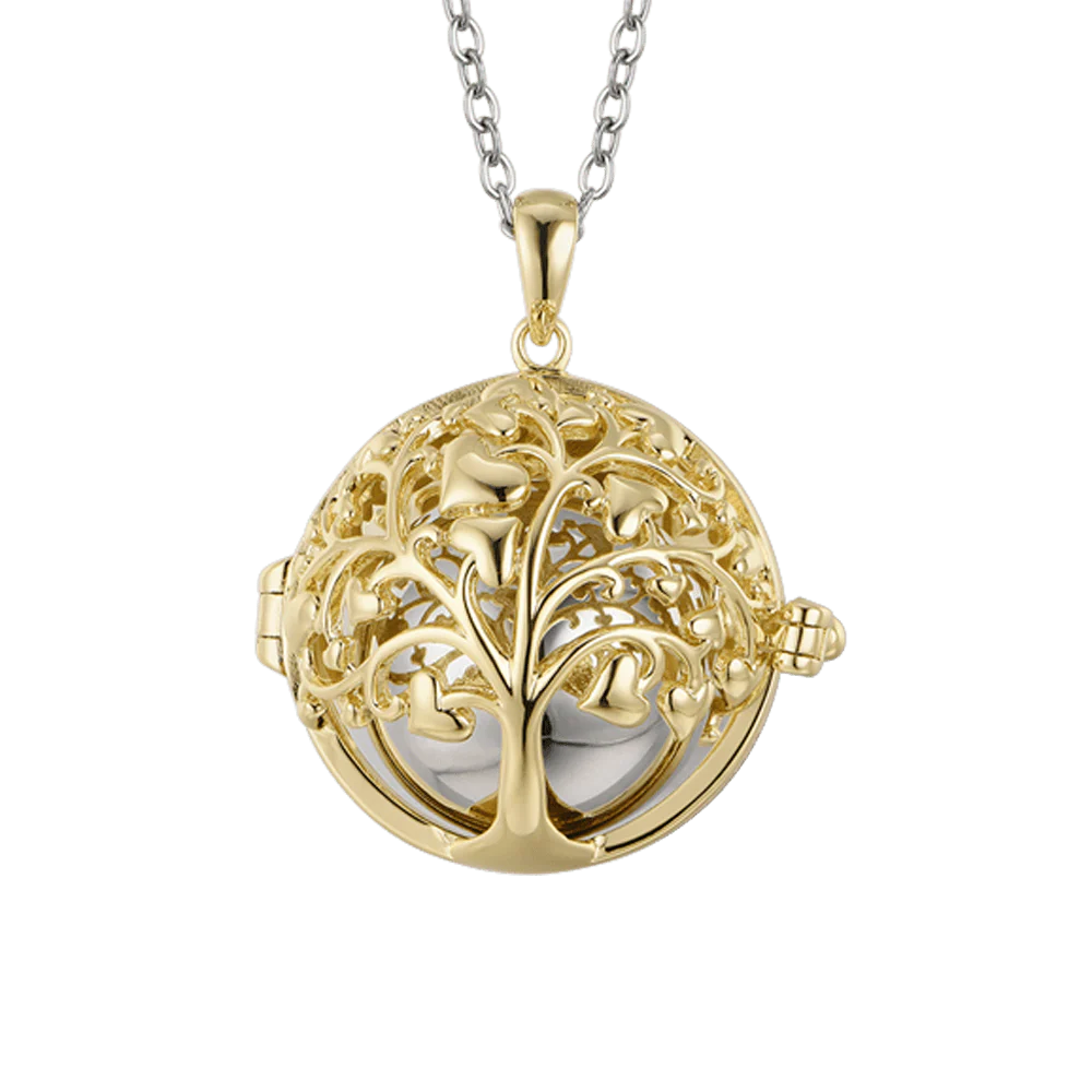 COLLANA CHIAMA ANGELI IN ACCIAIO CON ALBERO DELLA VITA IN METALLO IP GOLD