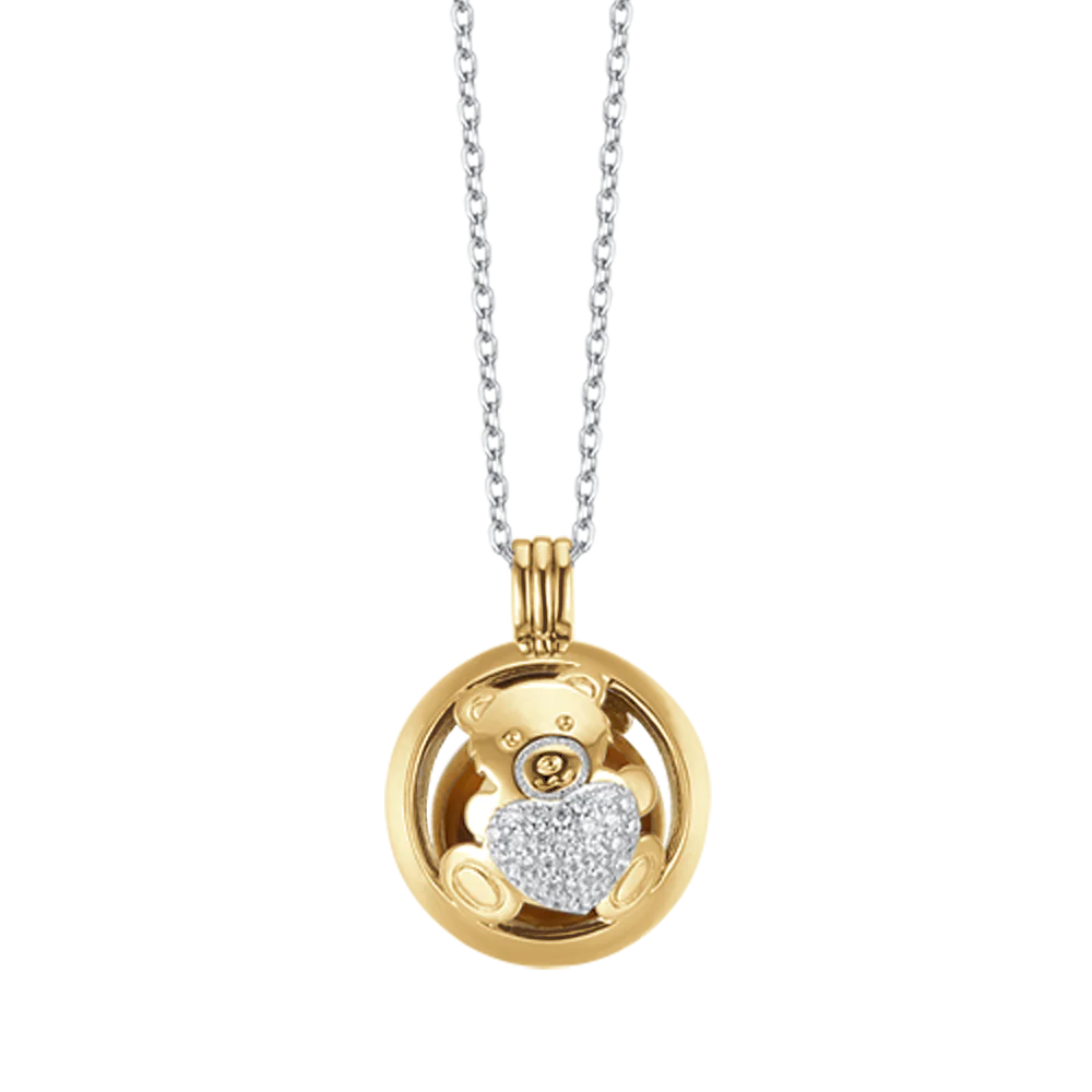 COLLANA CHIAMA ANGELI IN ACCIAIO CON ORSETTO CON CRISTALLI BIANCHI - Image 5