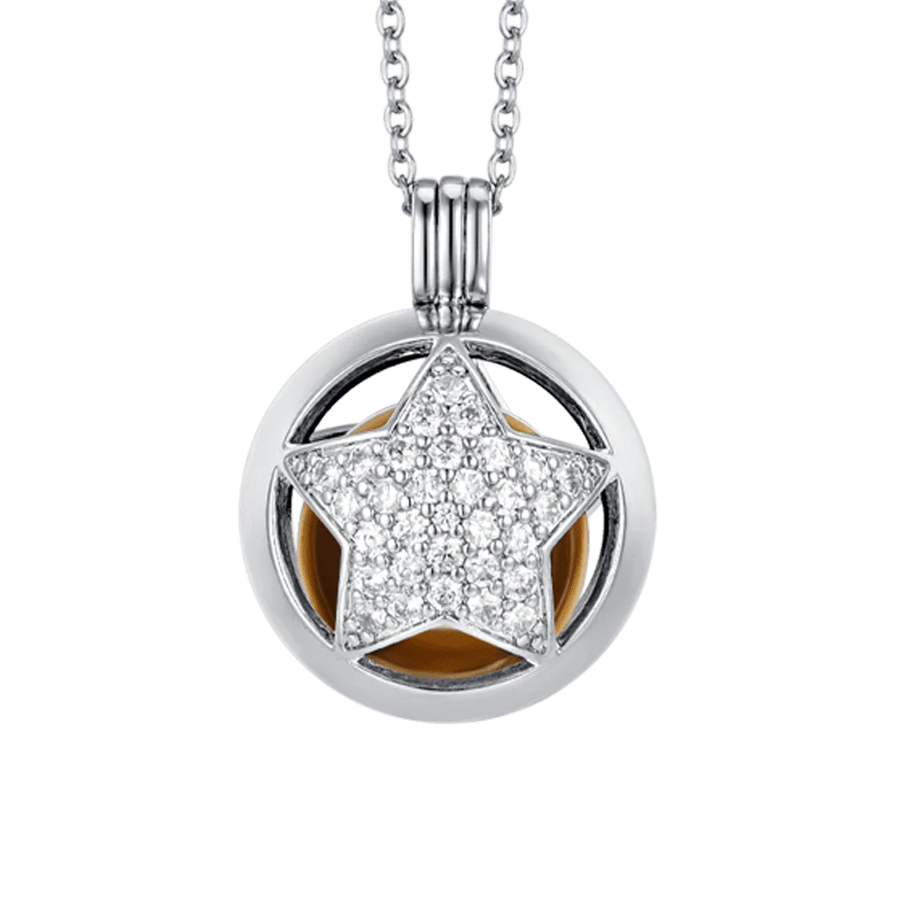 COLLANA CHIAMA ANGELI IN ACCIAIO CON STELLA CON CRISTALLI BIANCHI