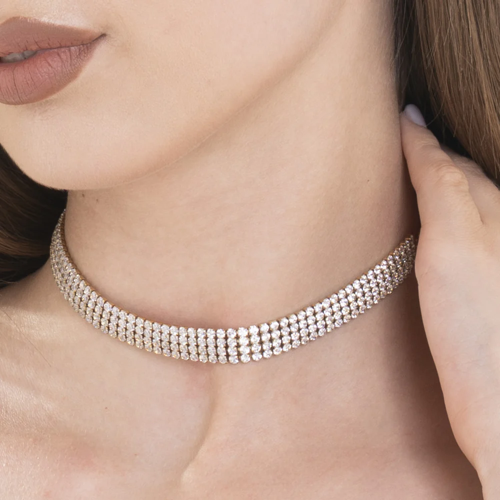 COLLANA CHOKER TENNIS DONNA IN ACCIAIO CON ZIRCONI BIANCHI - Image 2