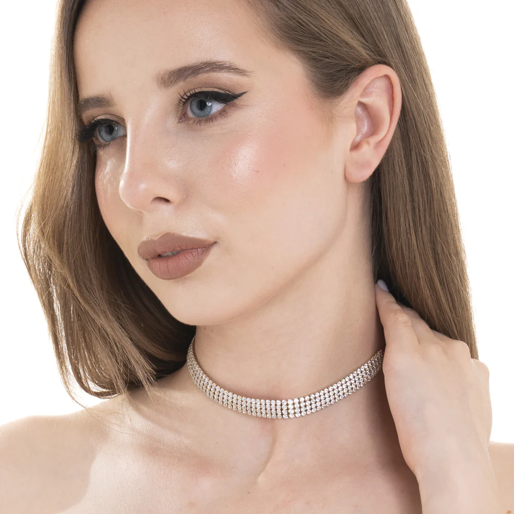 COLLANA CHOKER TENNIS DONNA IN ACCIAIO CON ZIRCONI BIANCHI - Image 3