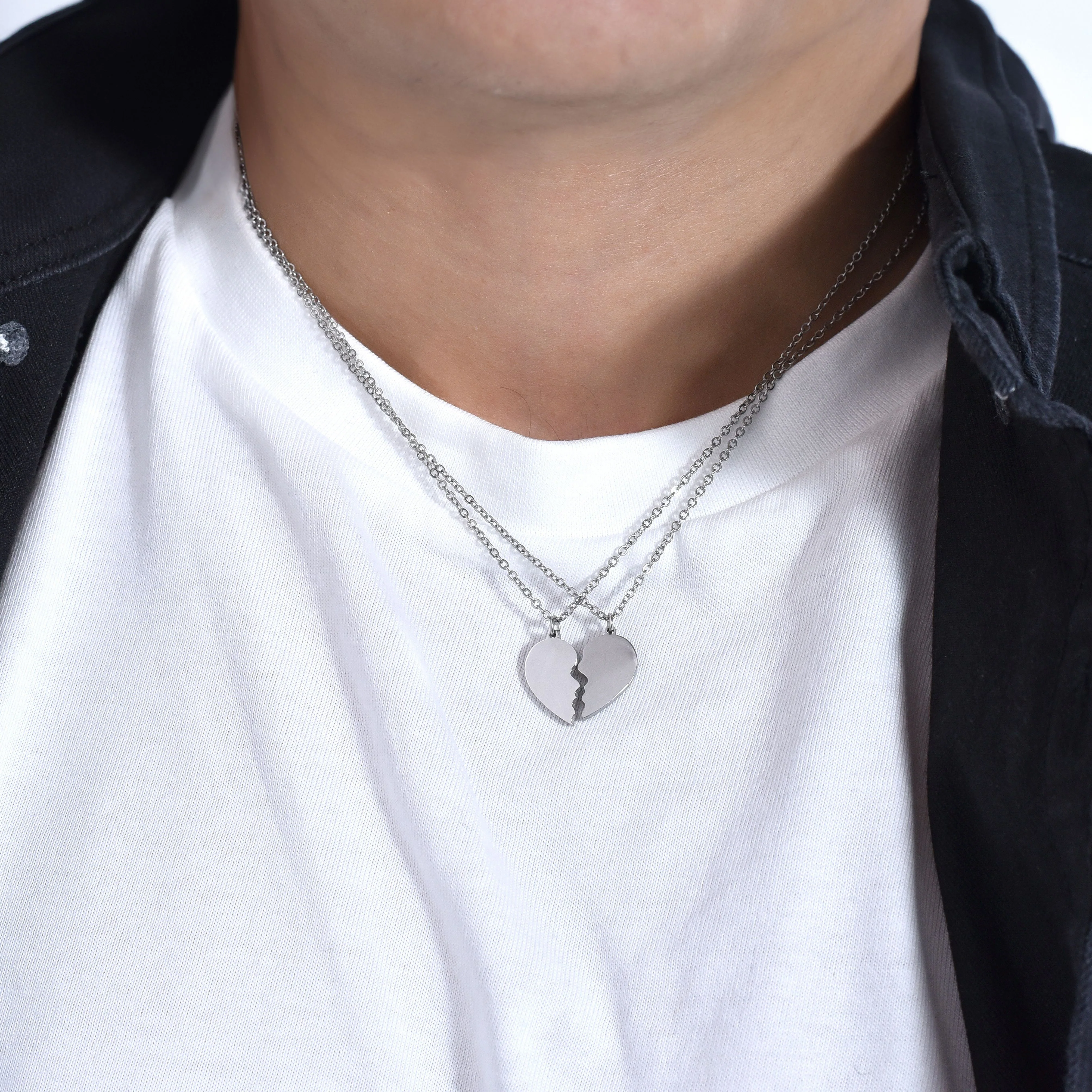 COLLANA COPPIA IN ACCIAIO CON CUORE - Image 2