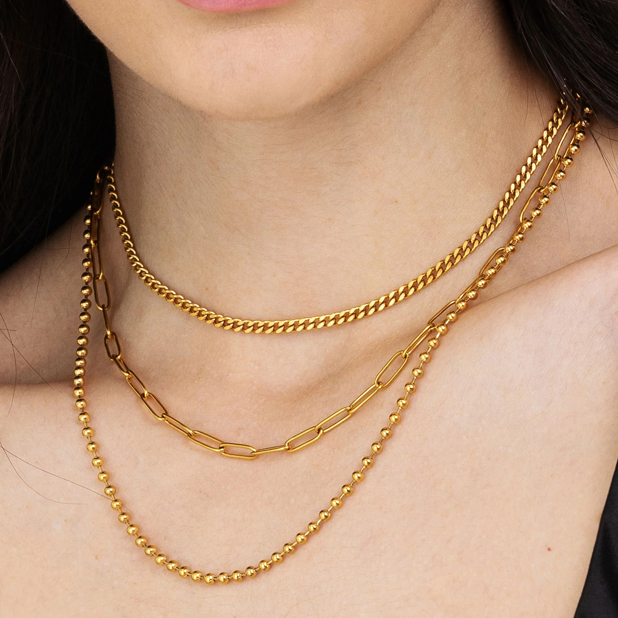 COLLANA DONNA IN ACCIAIO IP GOLD MULTIFILO - Image 2