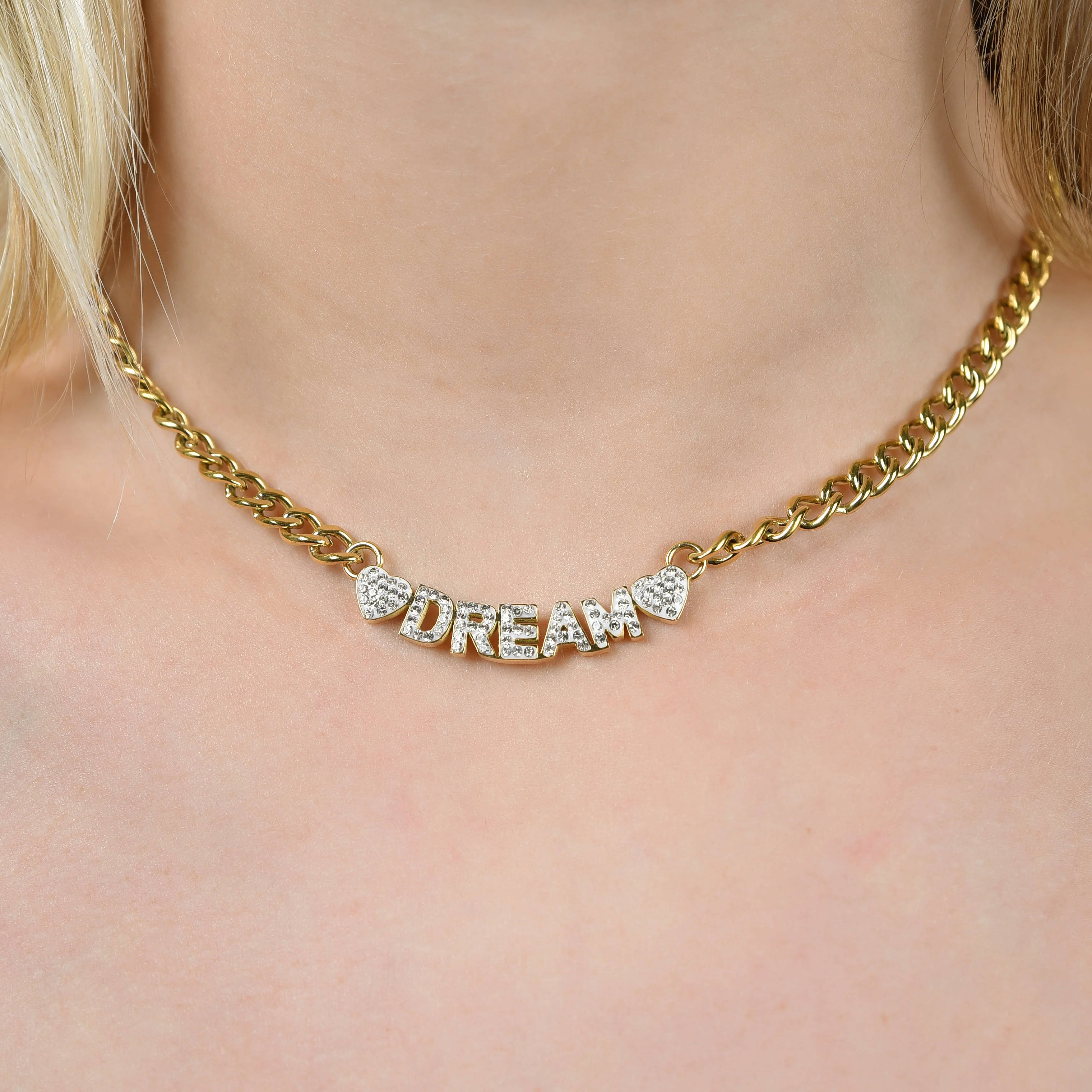 COLLANA DONNA IN ACCIAIO DORATO DREAM CON CRISTALLI BIANCHI - Image 2