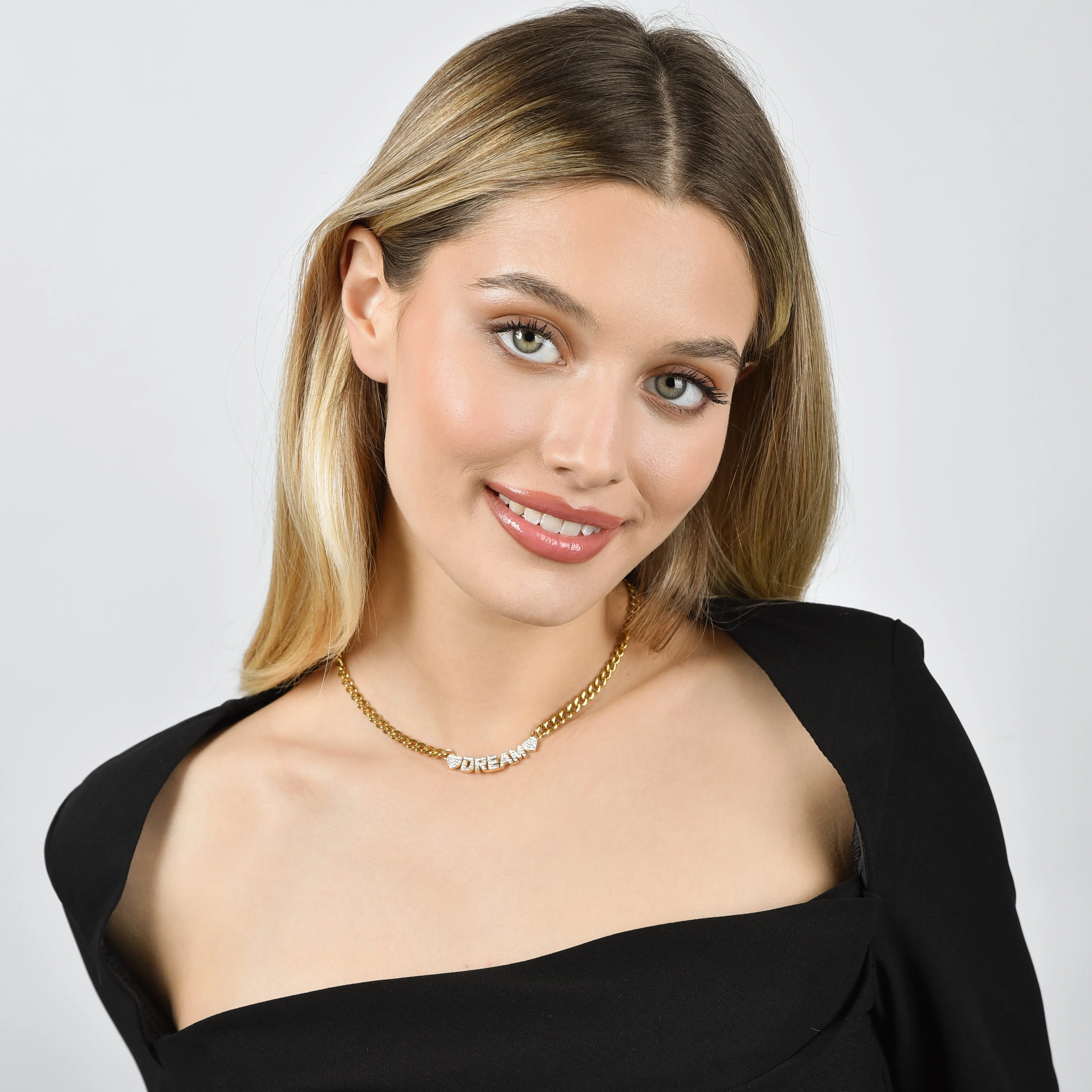 COLLANA DONNA IN ACCIAIO DORATO DREAM CON CRISTALLI BIANCHI - Image 3