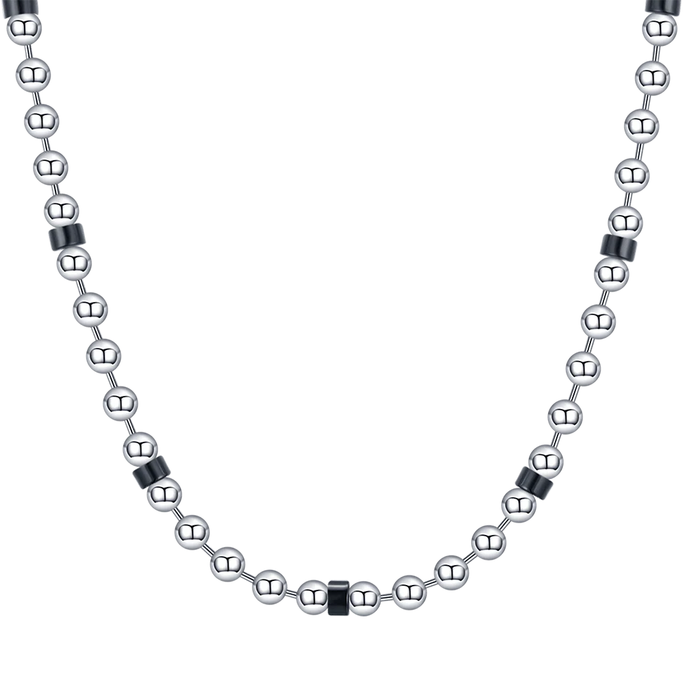 COLLANA UOMO IN ACCIAIO CON ELEMENTI NERI - Image 4