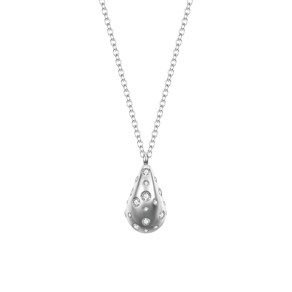 COLLANA DONNA GOCCIA IN ACCIAIO CON CRISTALLI BIANCHI