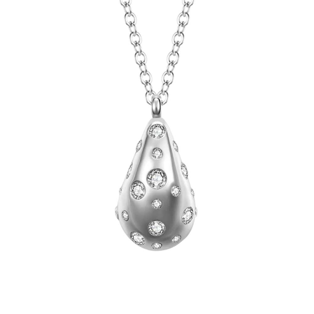 COLLANA DONNA GOCCIA IN ACCIAIO CON CRISTALLI BIANCHI - Image 4