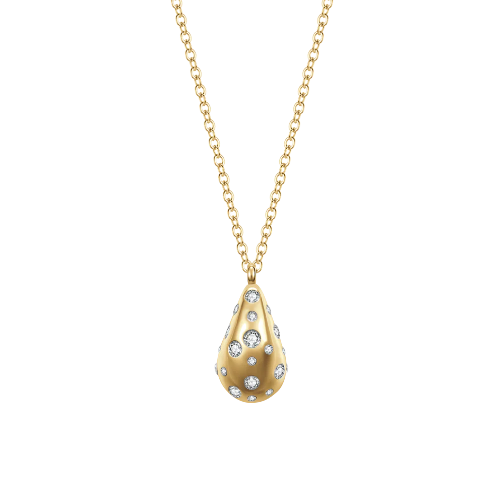 COLLANA DONNA GOCCIA IN ACCIAIO E IP GOLD CON CRISTALLI BIANCHI