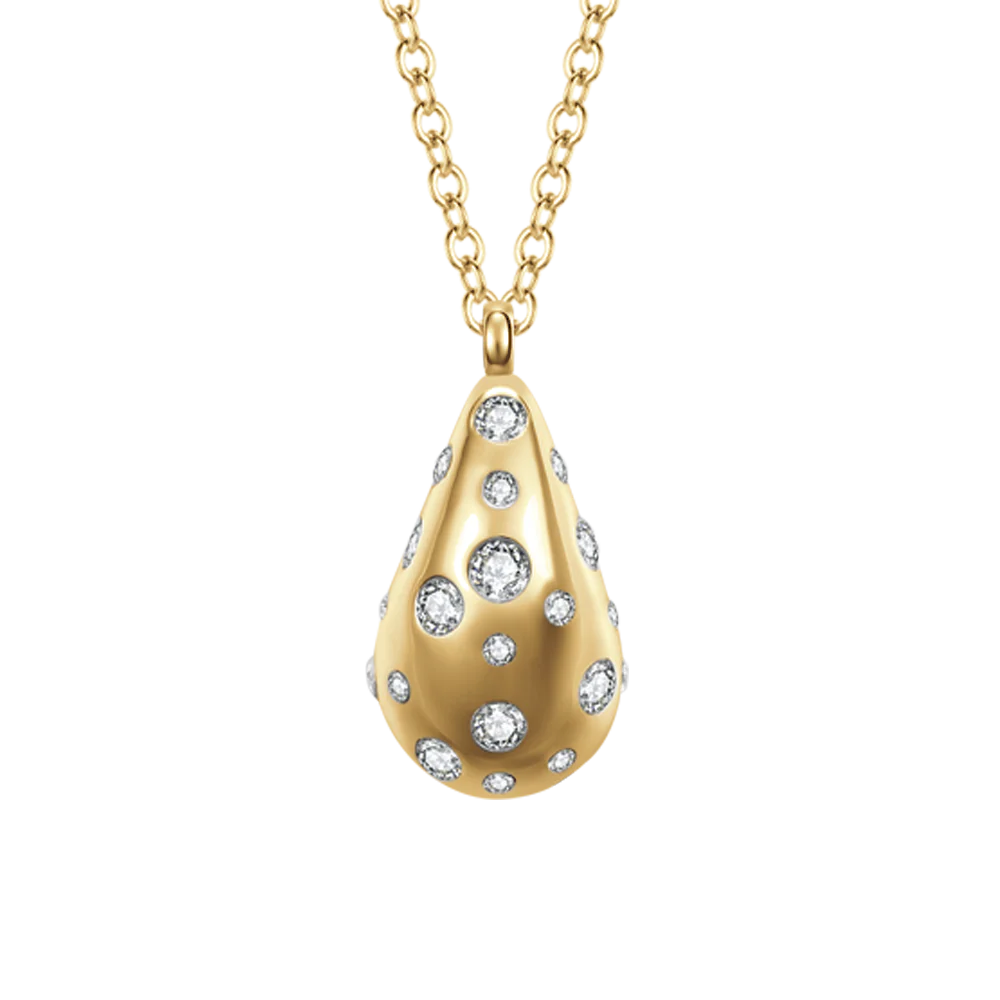 COLLANA DONNA GOCCIA IN ACCIAIO E IP GOLD CON CRISTALLI BIANCHI - Image 4