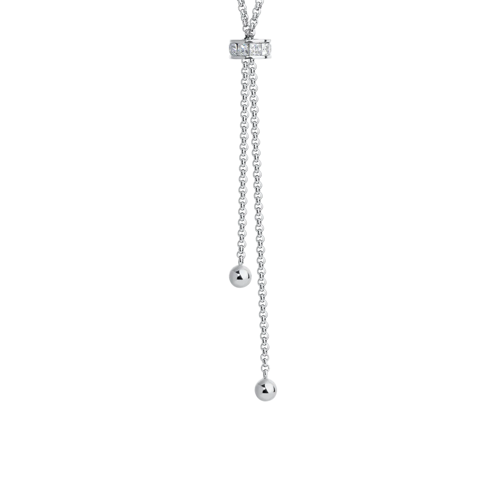 COLLANA DONNA IN ACCIAIO, BUSSOLOTTO ED ELEMENTI CON ZIRCONI BIANCHI - Image 5
