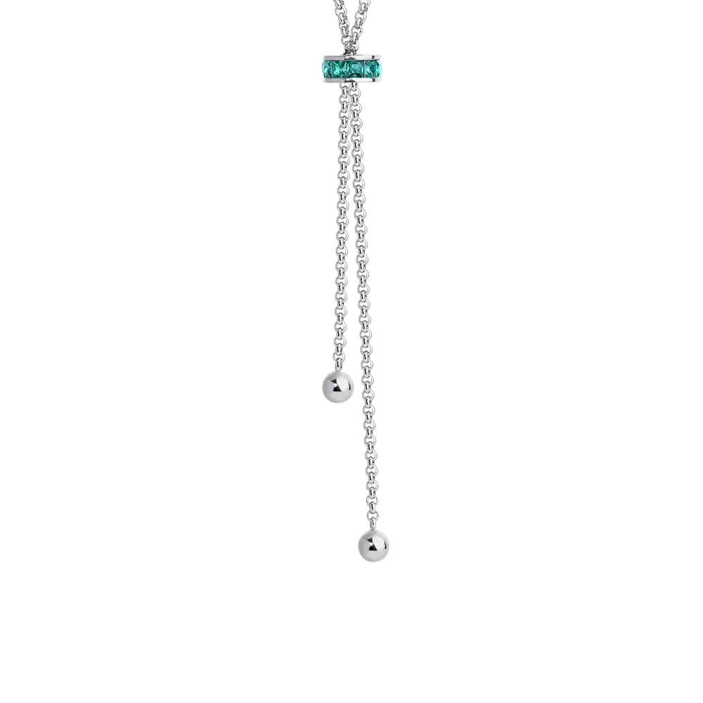 COLLANA DONNA IN ACCIAIO, BUSSOLOTTO ED ELEMENTI CON ZIRCONI VERDI - Image 5