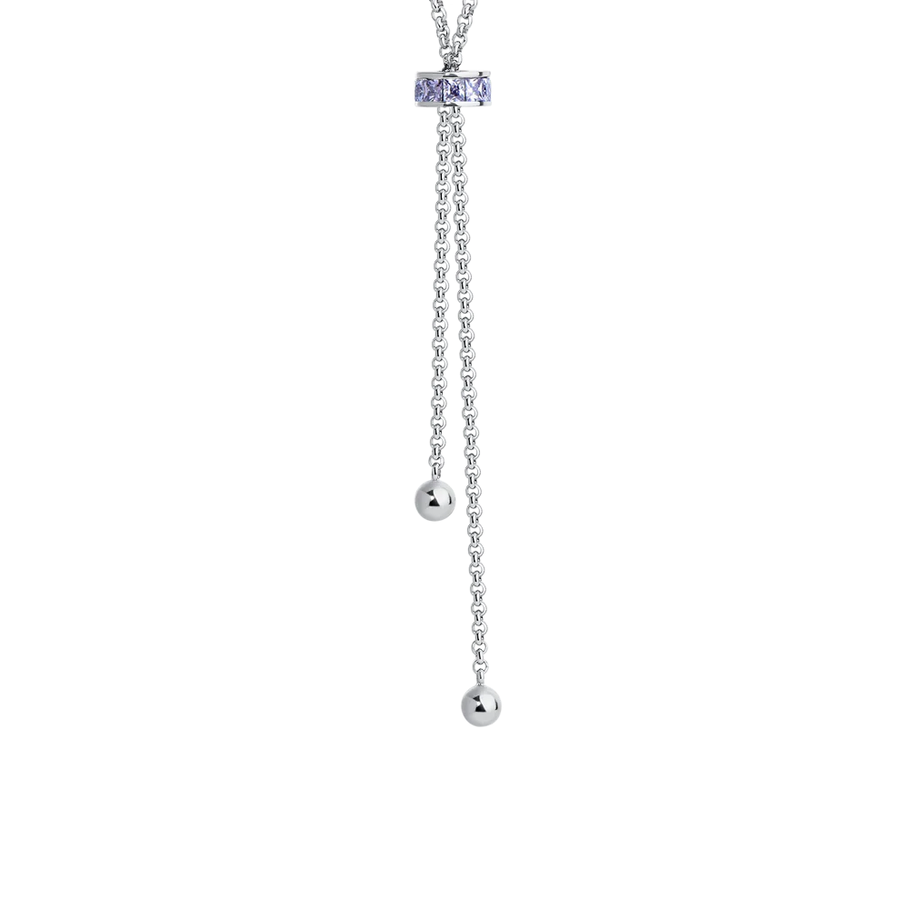 COLLANA DONNA IN ACCIAIO, BUSSOLOTTO ED ELEMENTI CON ZIRCONI VIOLA - Image 5