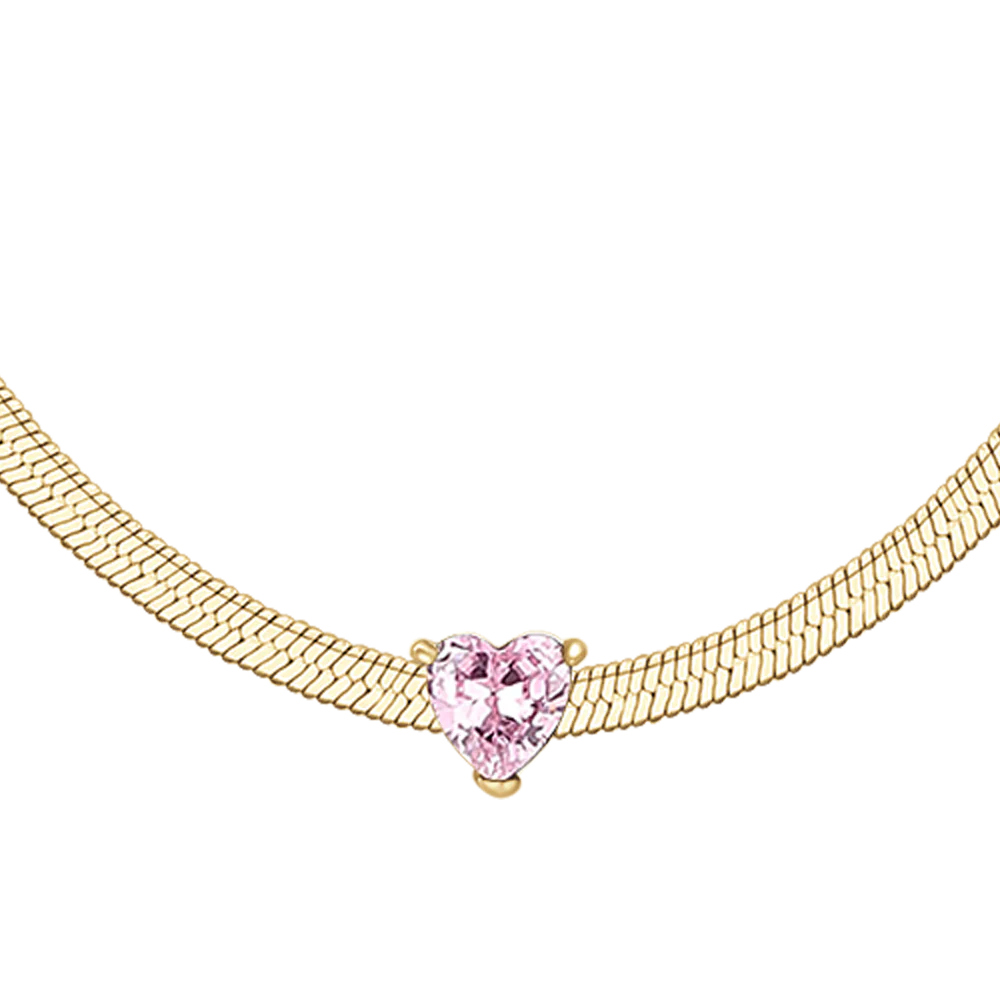COLLANA DONNA IN ACCIAIO COLORE ORO CON ZIRCONE ROSA - Image 5