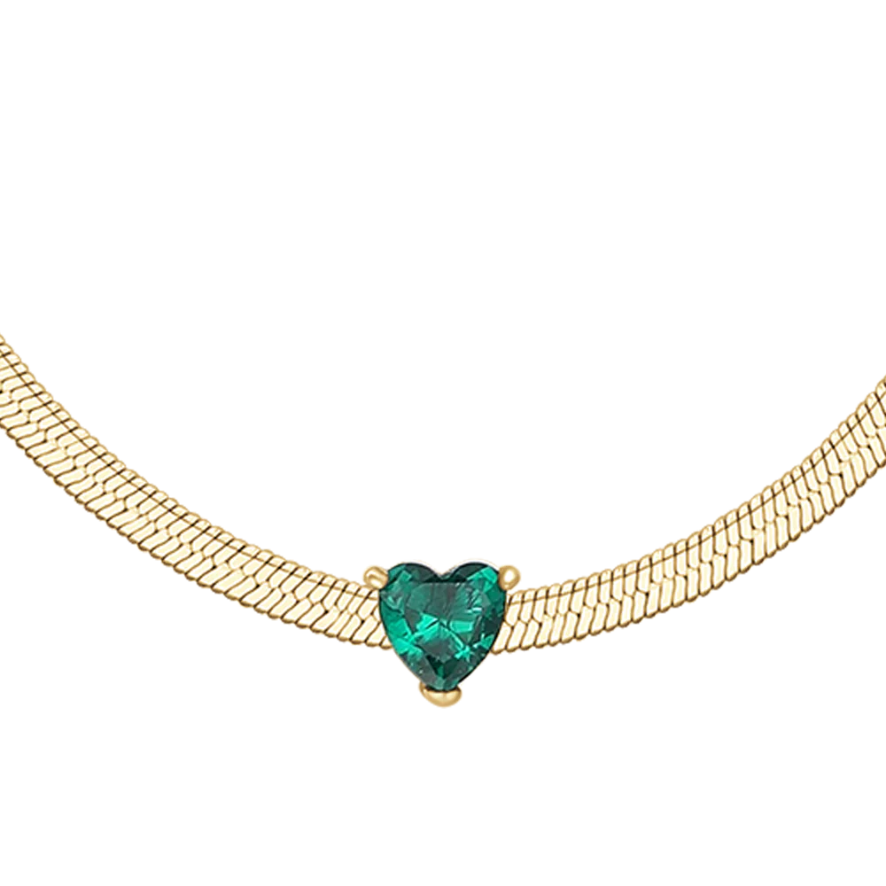 COLLANA DONNA IN ACCIAIO COLORE ORO CON ZIRCONE VERDE - Image 5