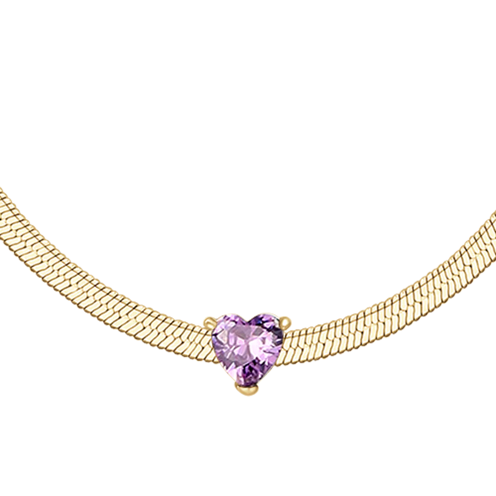 COLLANA DONNA IN ACCIAIO COLORE ORO CON ZIRCONE VIOLA - Image 5