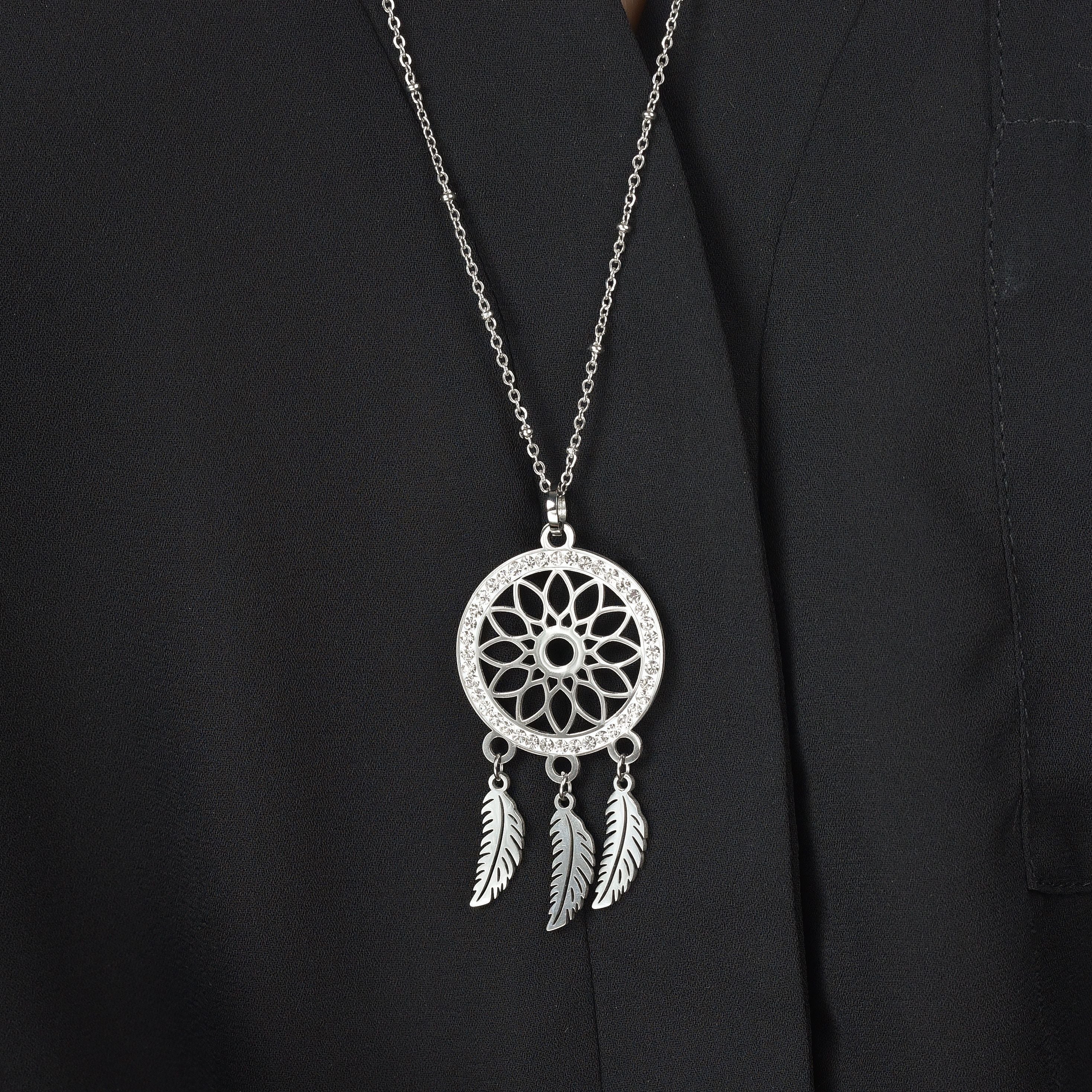 COLLANA DONNA IN ACCIAIO CON ACCHIAPPASOGNI CON CRISTALLI BIANCHI - Image 2