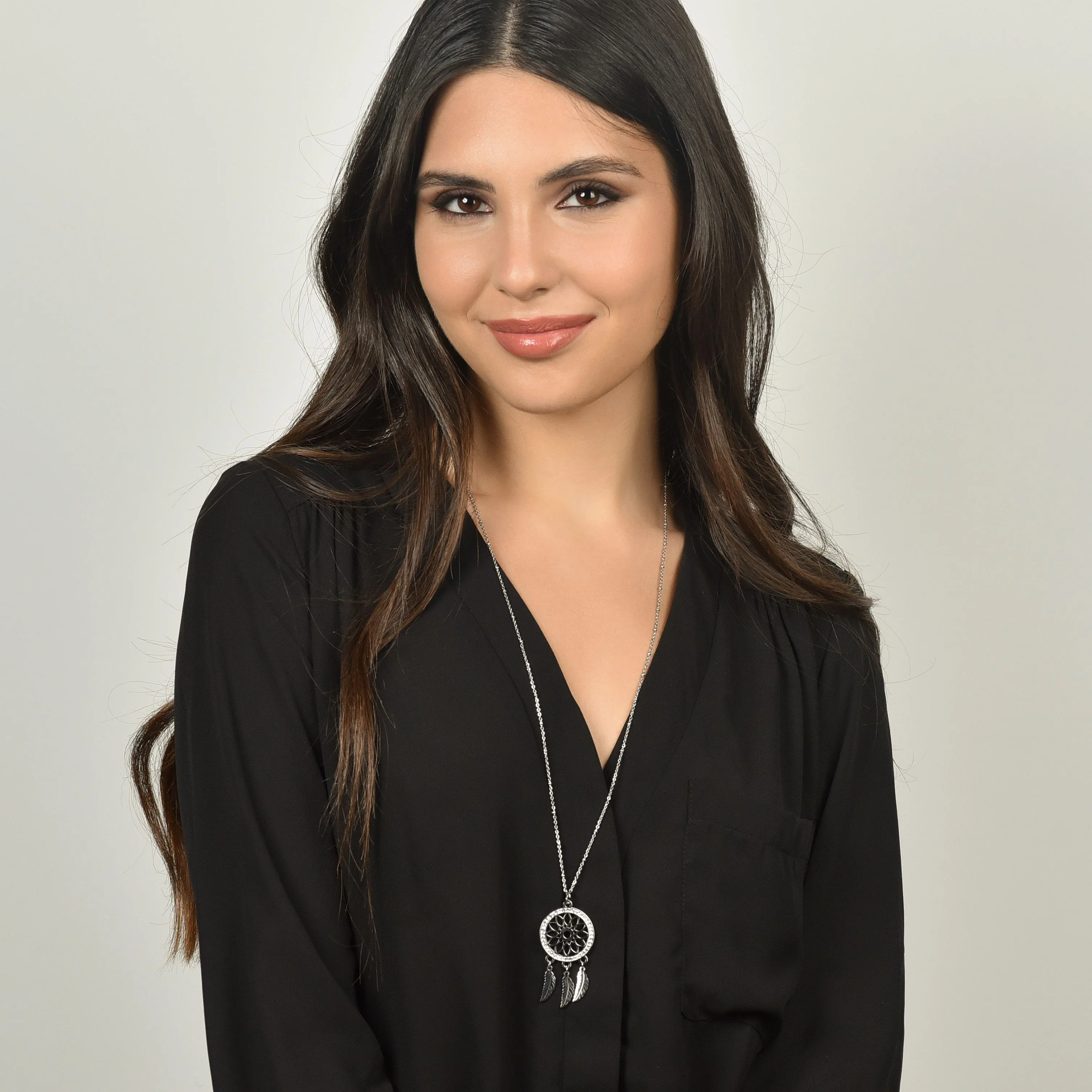 COLLANA DONNA IN ACCIAIO CON ACCHIAPPASOGNI CON CRISTALLI BIANCHI - Image 3