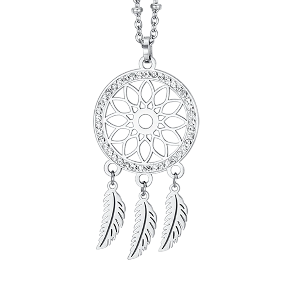 COLLANA DONNA IN ACCIAIO CON ACCHIAPPASOGNI CON CRISTALLI BIANCHI - Image 4