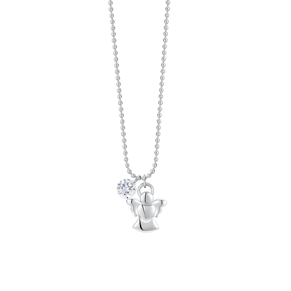 COLLANA DONNA IN ACCIAIO CON ANGELO E ZIRCONE BIANCO