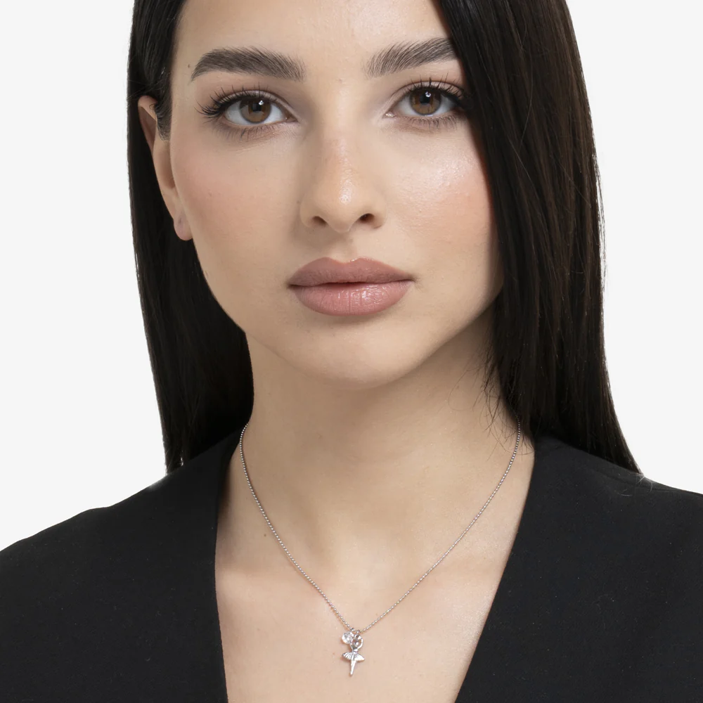 COLLANA DONNA IN ACCIAIO CON BALLERINA E ZIRCONE BIANCO - Image 3