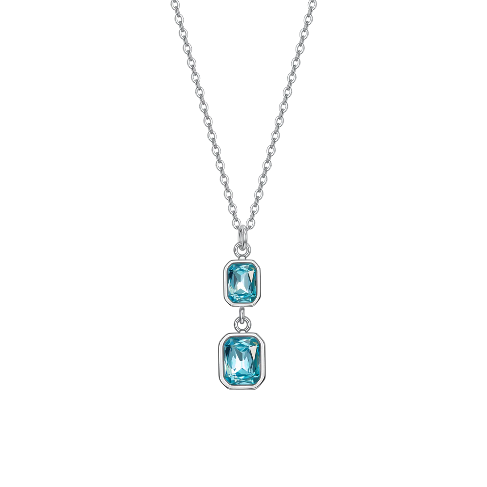 COLLANA DONNA IN ACCIAIO CON CRISTALLI ACQUA MARINA