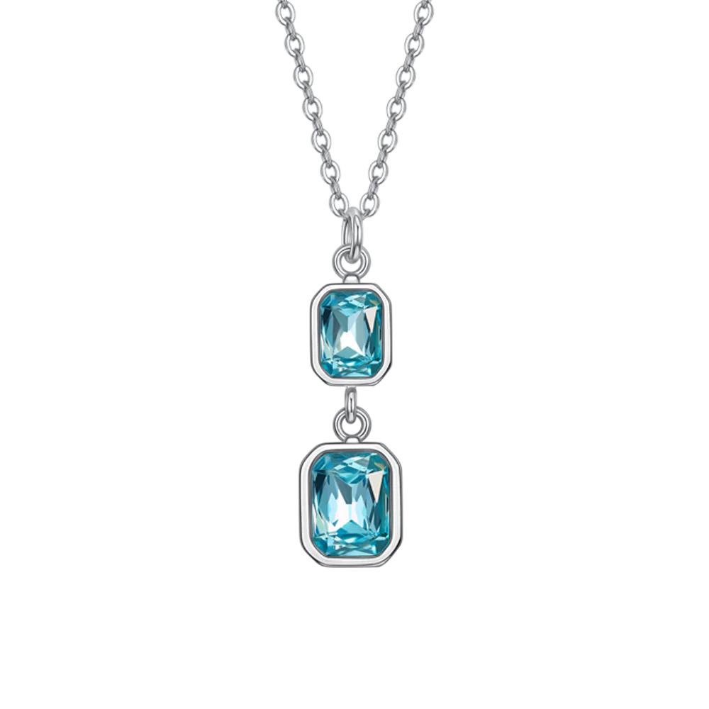 COLLANA DONNA IN ACCIAIO CON CRISTALLI ACQUA MARINA - Image 4