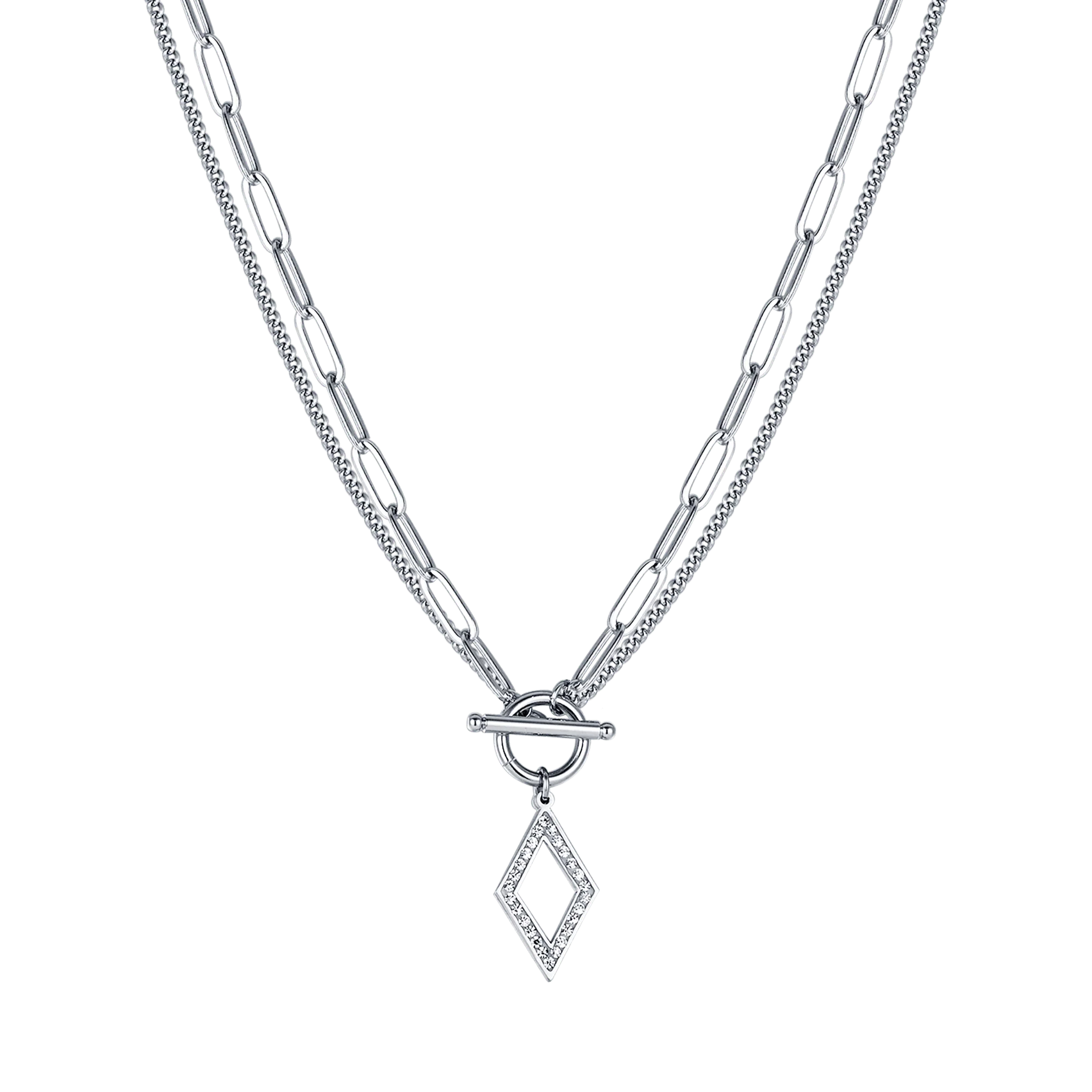 COLLANA DONNA IN ACCIAIO CON CRISTALLI BIANCHI