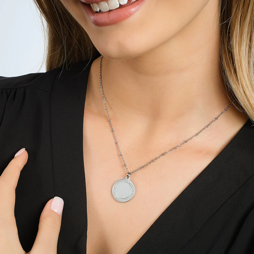 COLLANA DONNA IN ACCIAIO CON CRISTALLI BIANCHI - Image 2