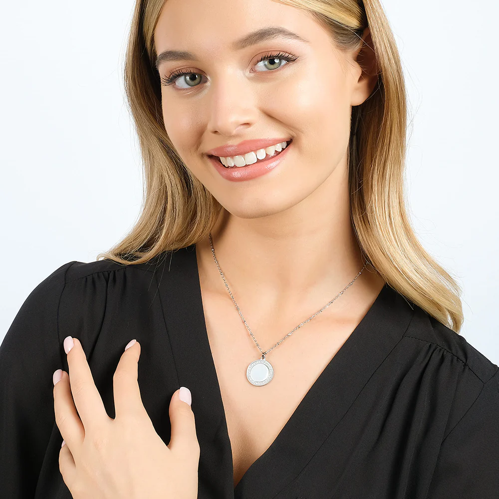 COLLANA DONNA IN ACCIAIO CON CRISTALLI BIANCHI - Image 3