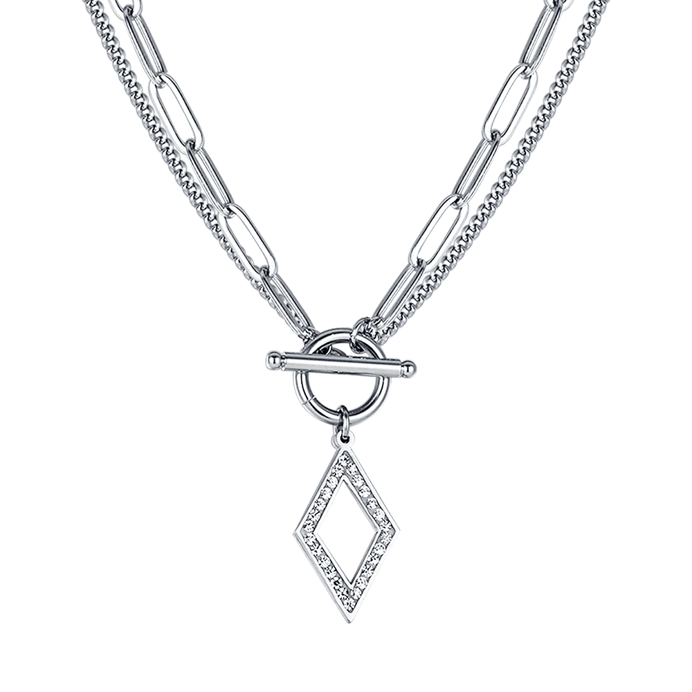 COLLANA DONNA IN ACCIAIO CON CRISTALLI BIANCHI - Image 4