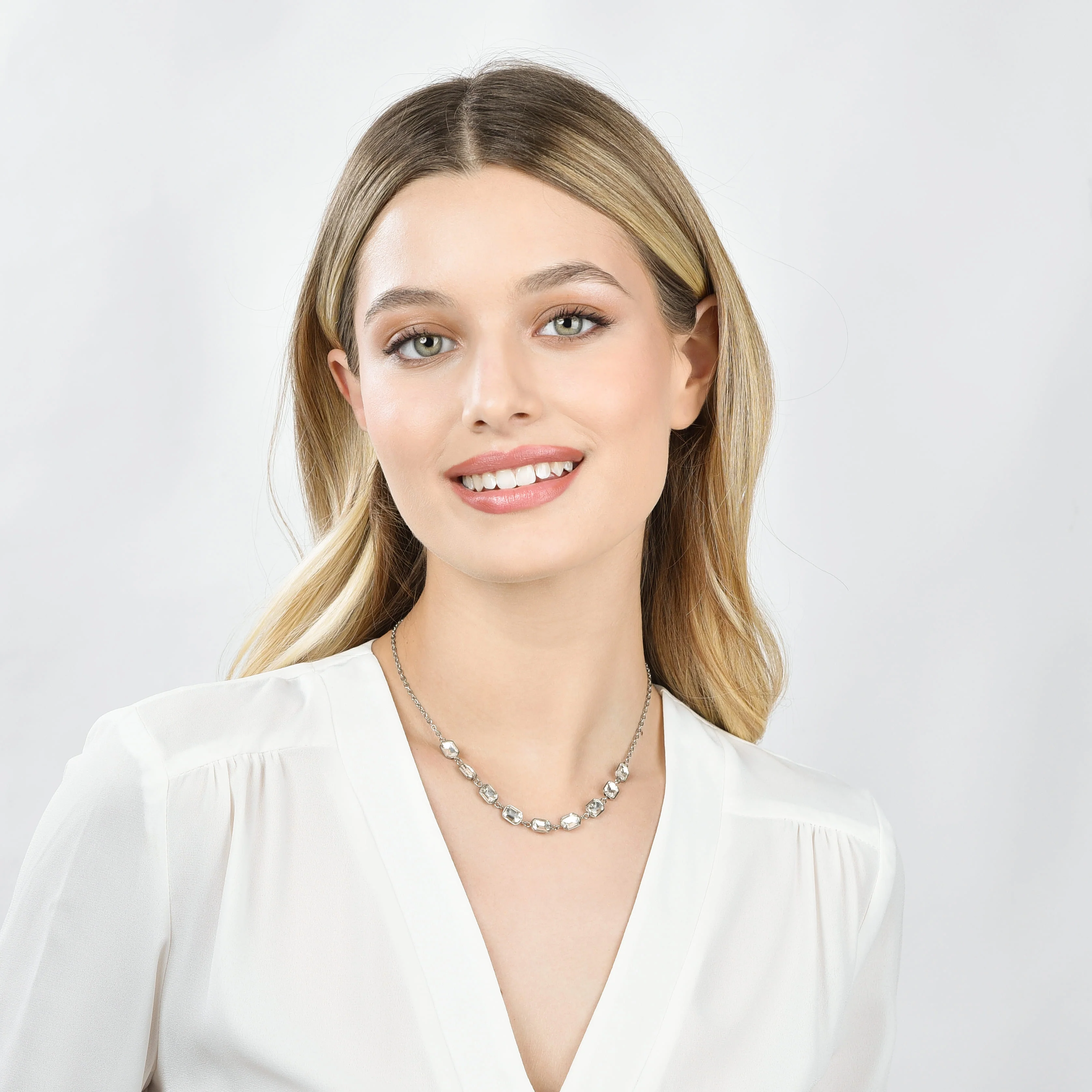 COLLANA DONNA IN ACCIAIO CON CRISTALLI BIANCHI - Image 3