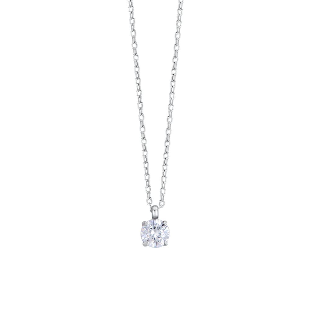 COLLANA DONNA IN ACCIAIO  CON CRISTALLO BIANCO
