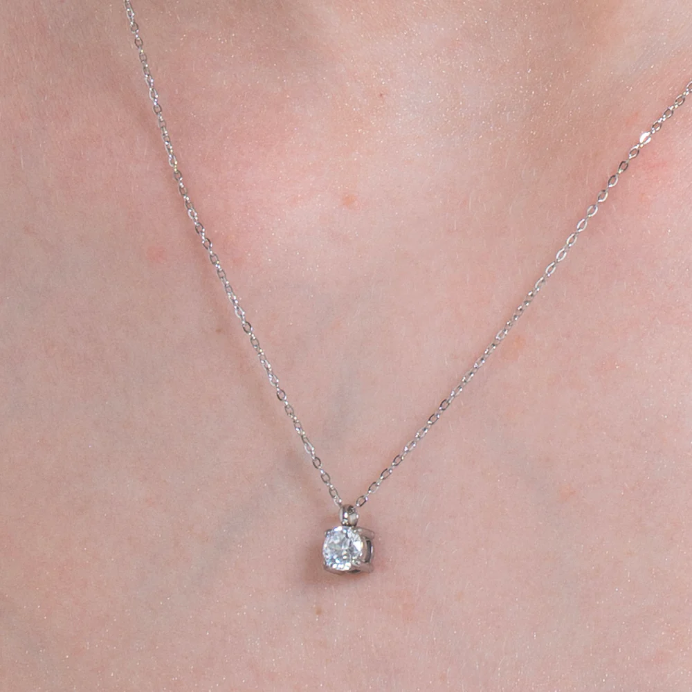 COLLANA DONNA IN ACCIAIO  CON CRISTALLO BIANCO - Image 2