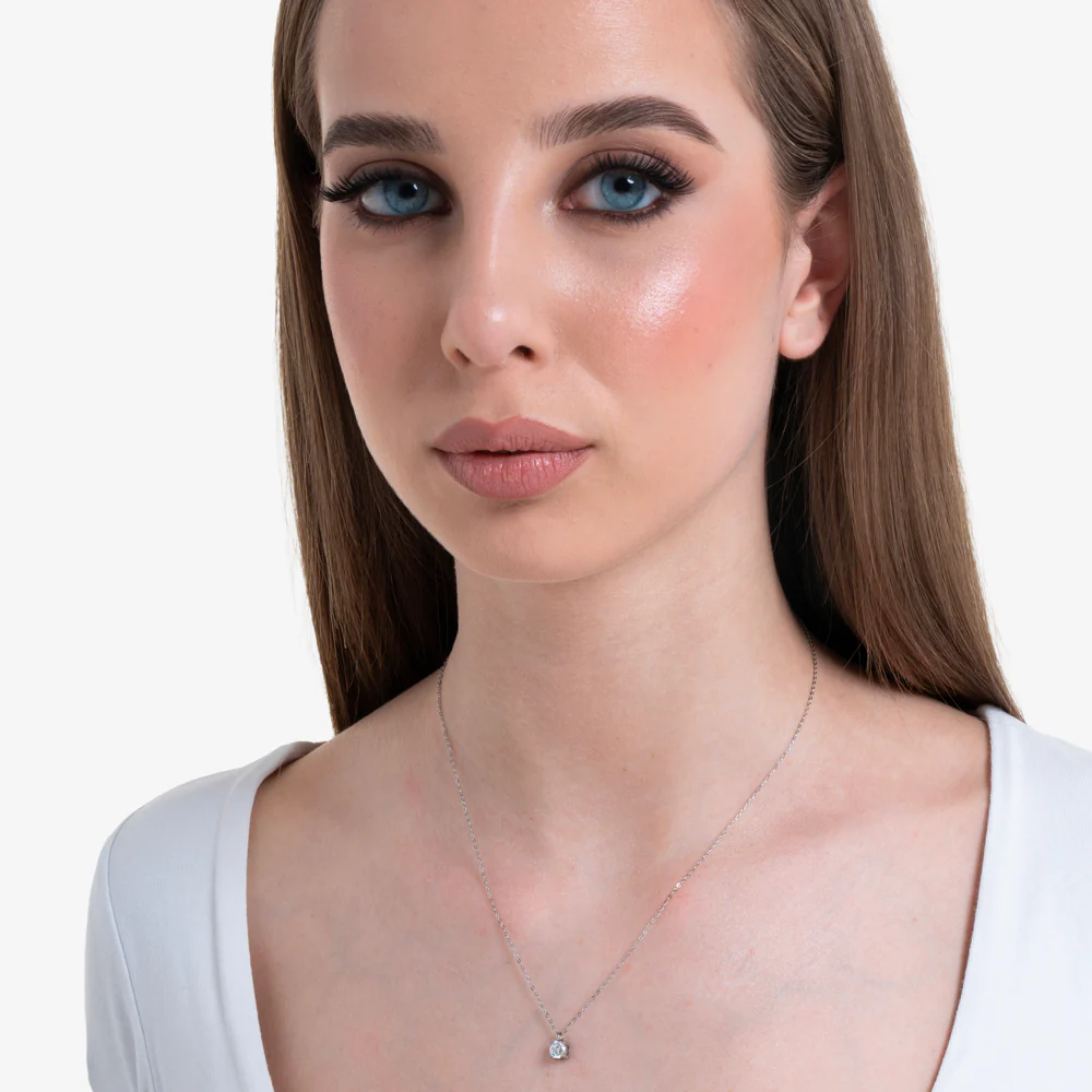 COLLANA DONNA IN ACCIAIO  CON CRISTALLO BIANCO - Image 3