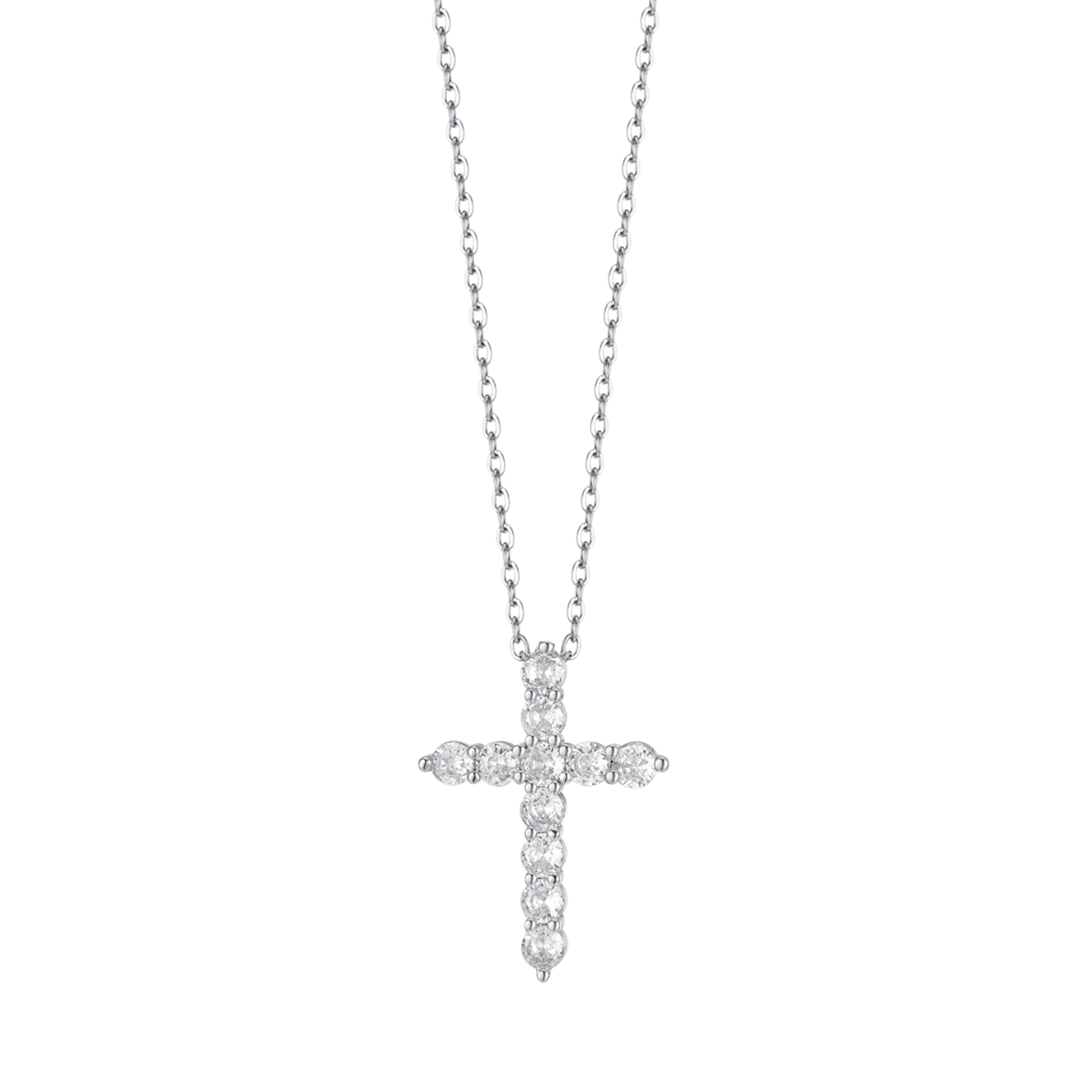 COLLANA DONNA IN ACCIAIO CON CROCE CON CRISTALLI BIANCHI